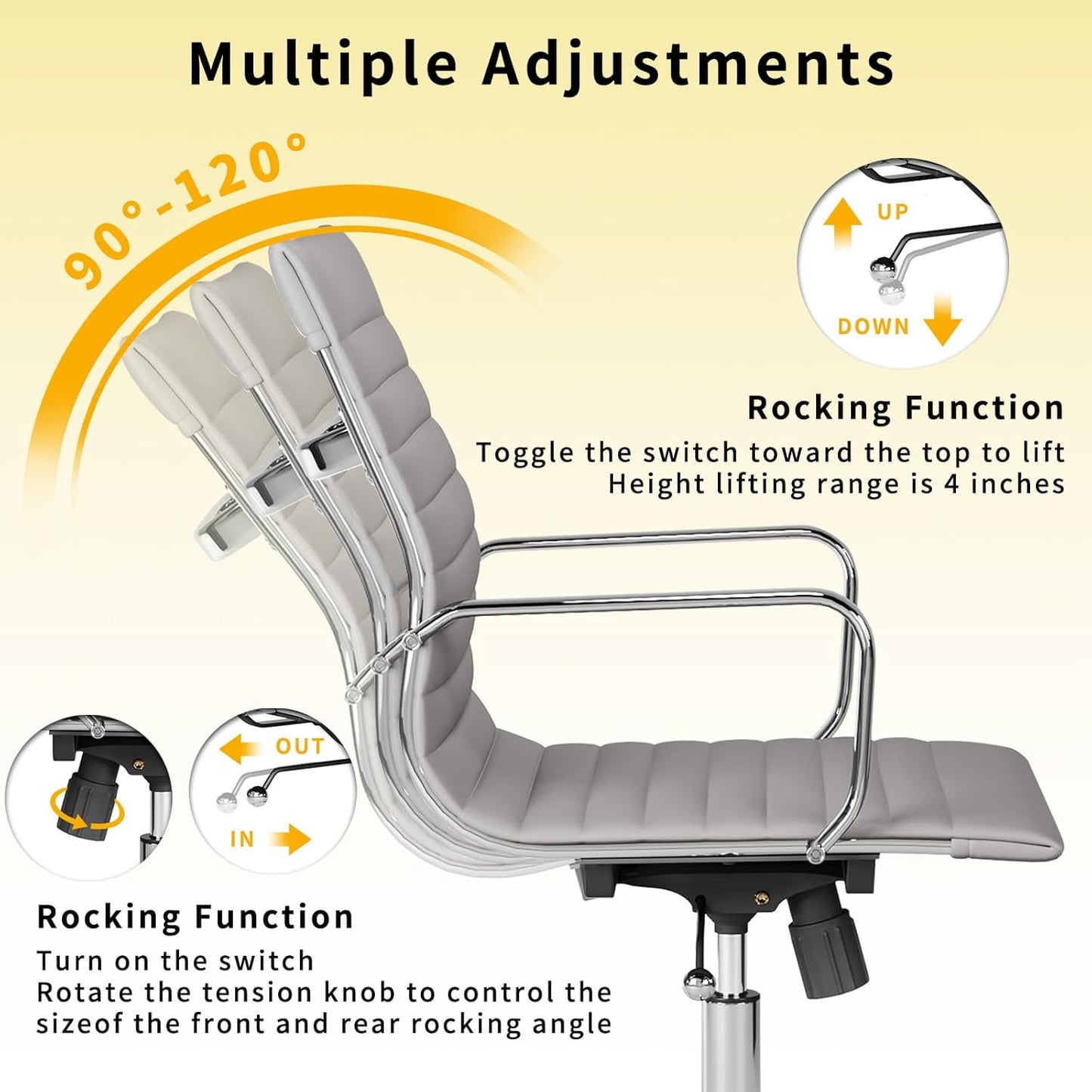 Chair, Desk Computer Chair ，with Armrests ，Ergonomic Office Chair for Home and Office, 17.32 x 22.83 x 35.43 inches, Multiple Colors (Grey)
