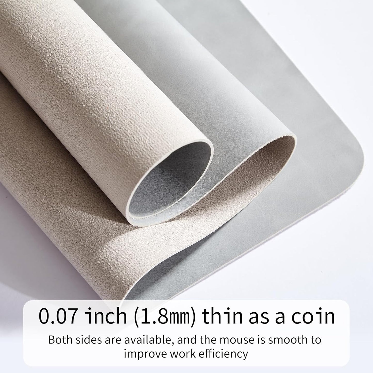 Crazy Horse Leather Desk Mat Large Mouse Pad Laptop Desk Pad Waterproof Non-Slip Table Blotter Desktop Writing Pad for Office and Home (Light Grey, 120x43cm)