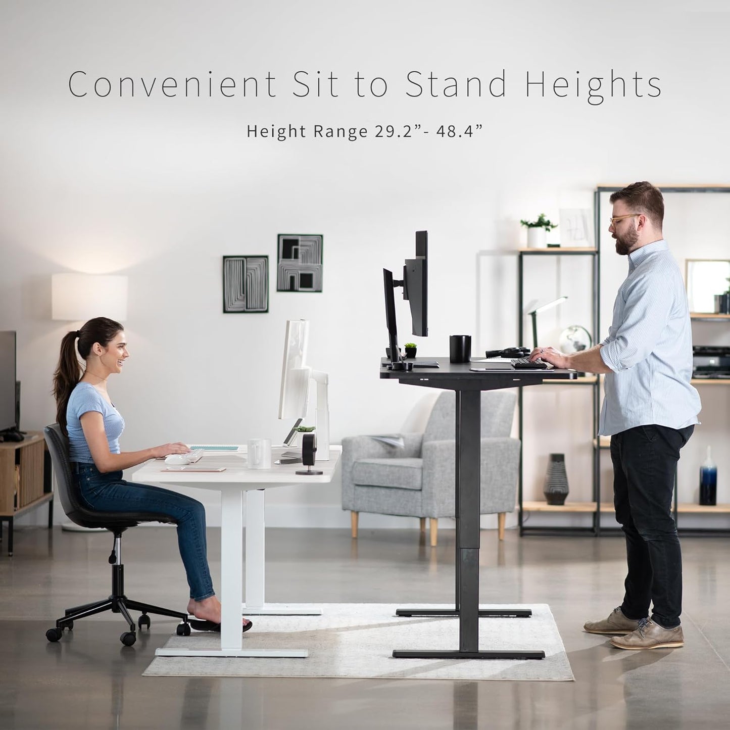 VIVO Electric 60 x 30 in Standing Desk, Memory Height Adjustment, 1B Series, Light Wood Top White Frame, DESK-KIT-1W6C-30