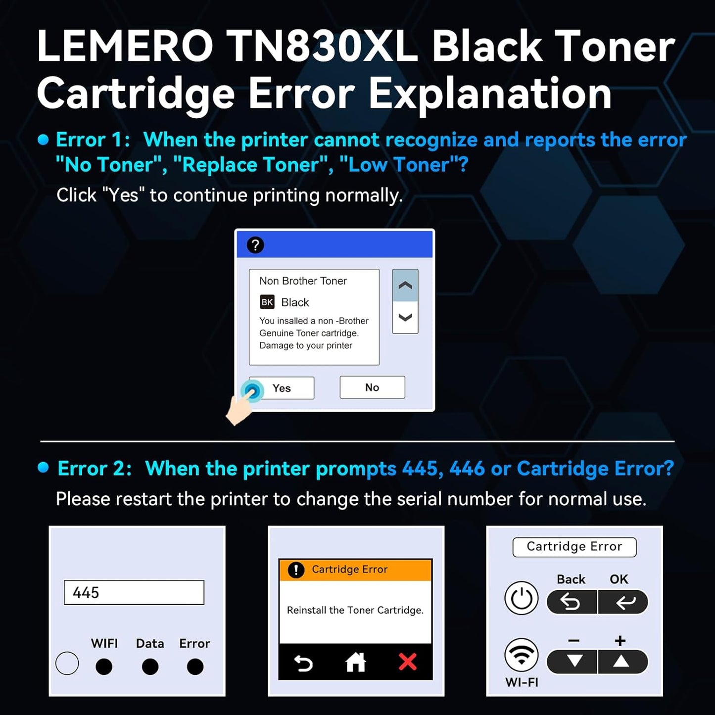 LEMERO Compatible Toner Cartridge Replacement for Brother TN830XL TN830 TN-830 Black High Yield Toner Cartridge Work with DCP-L2640DW HL-L2460DW HL-L2480DW HL-L2405W MFC-L2820DW Printer 830XL 2-Black