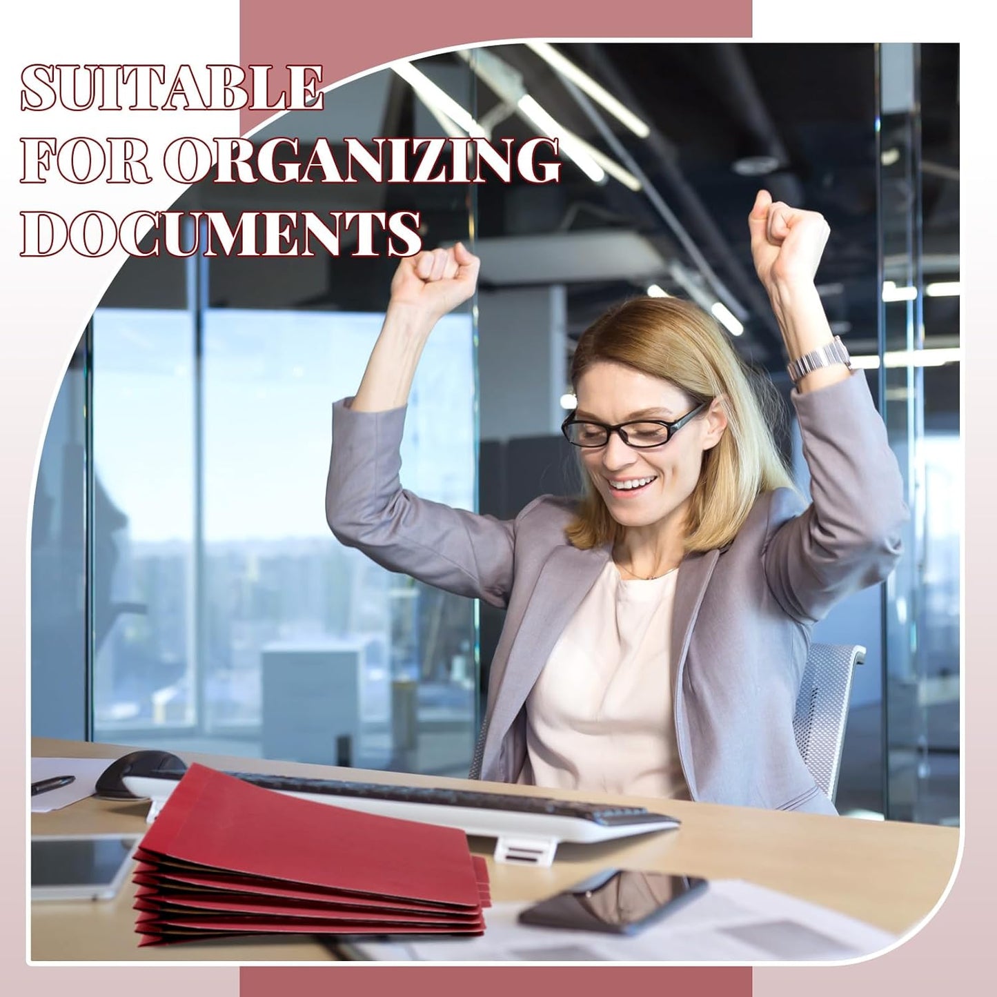 36 Pcs Classification Folders Letter Size, 1 Divider Pressboard File Folder with Fasteners, Expanding File Organizer Bulk for Teachers, Clergy, Office, Church, Christmas Donations (Red)