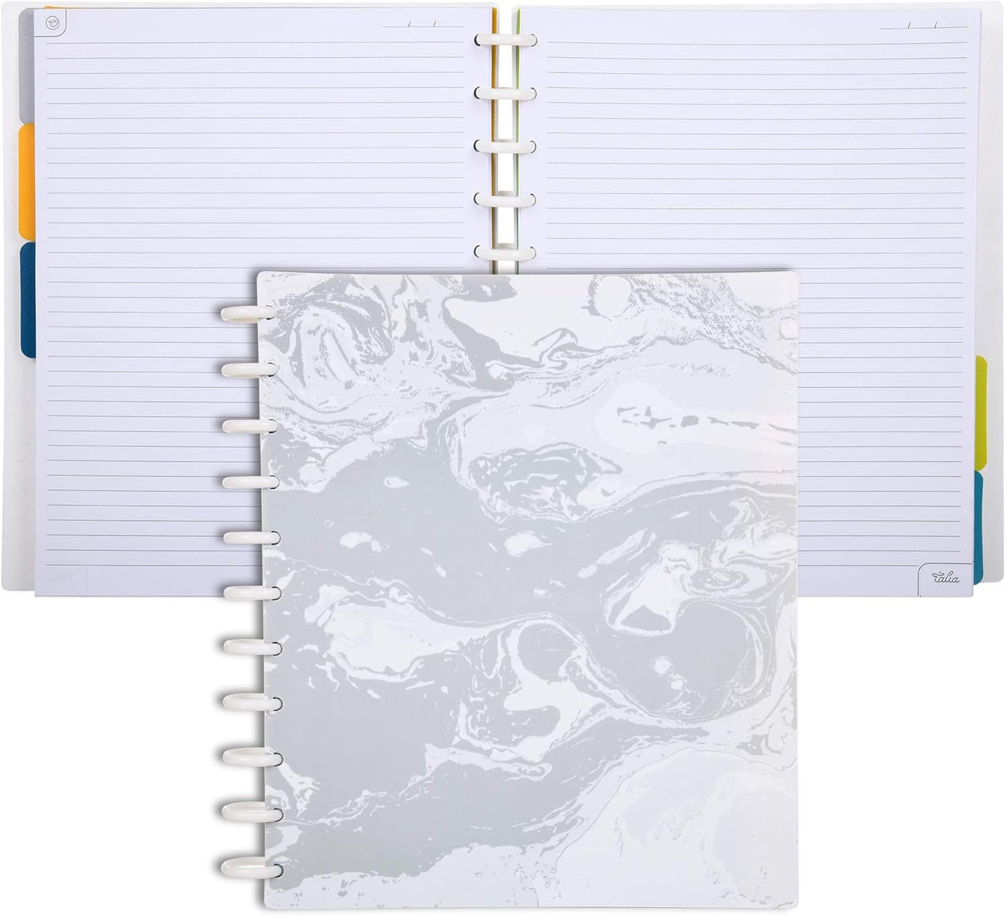 Talia Discbound Notebooks, Planner, Customizable, (Marble Flow Carrara, Letter (8.5in x 11in))