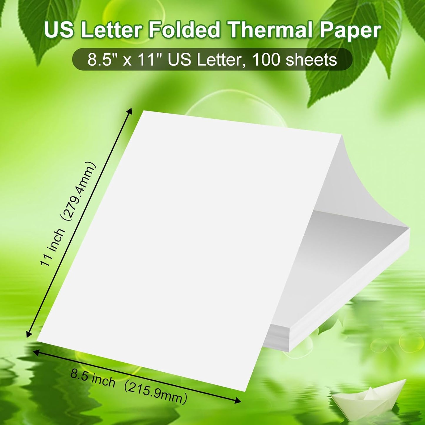 Thermal Paper 8.5"x11" US Letter 100 Sheets, Quick-Dry Thermal Printer Paper for Contracts, Homework, Resumes, Compatible with JADENS, Phomemo, COLORWING, Odaro, 10+ Printers