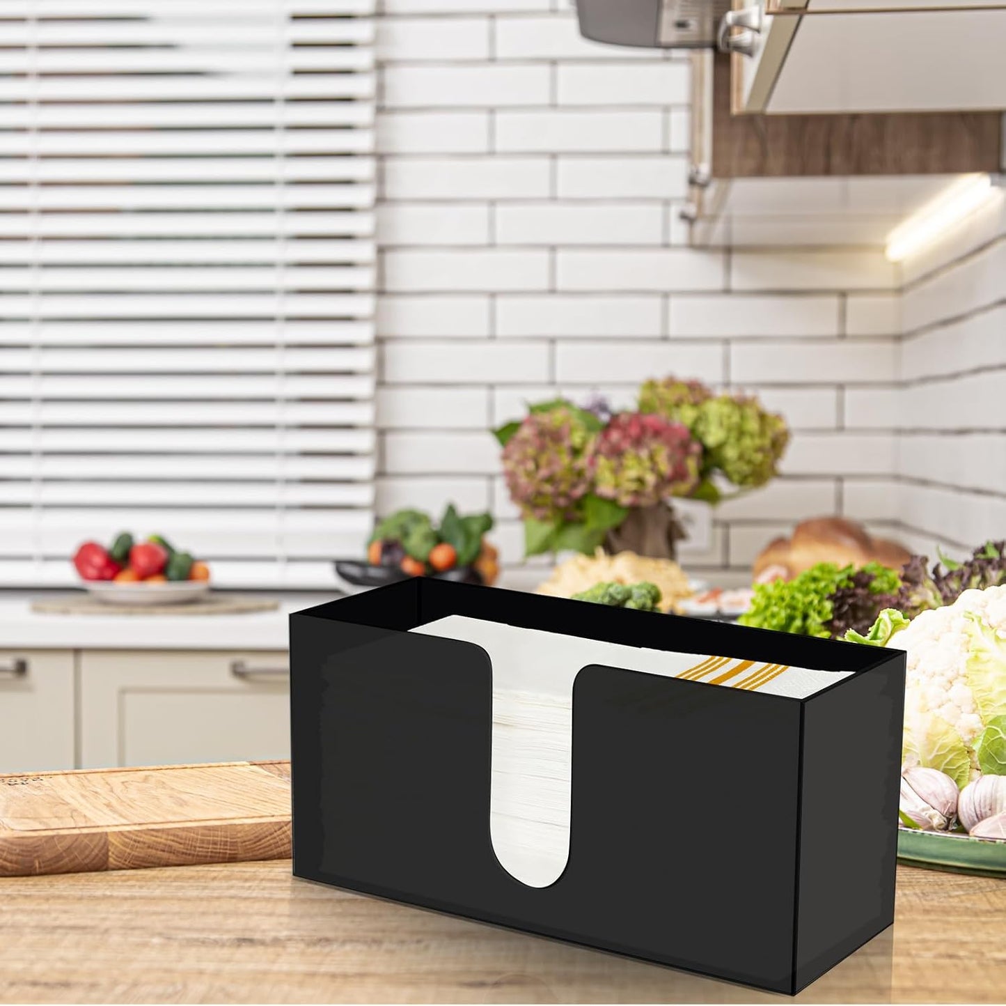 Mumufy 2 Pcs Fold Paper Towel Dispenser Countertop Napkins Dispenser Napkin Holder Multifold Disposable Acrylic Paper Towel for Z or C Fold (Black)