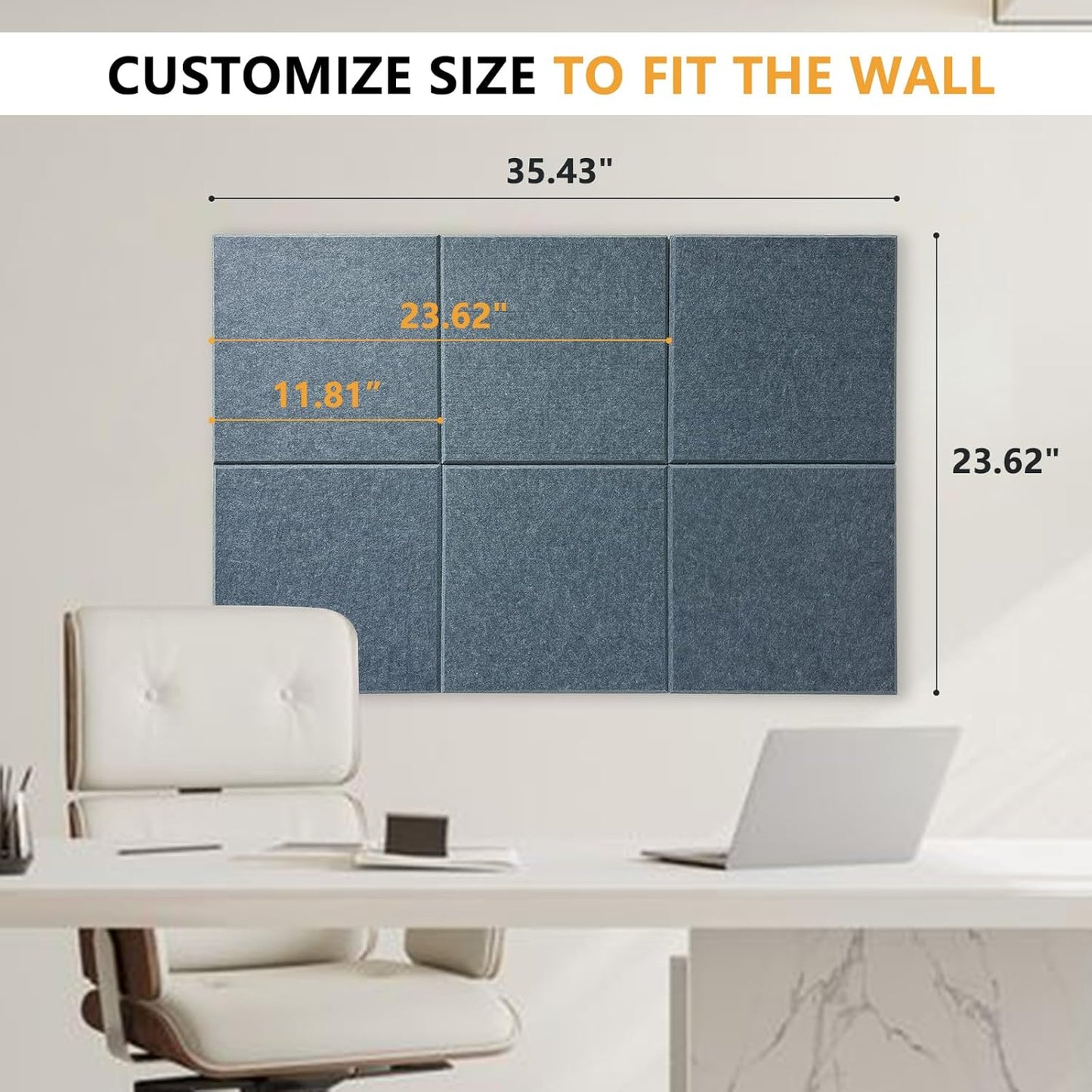 Thick Cork Board for Wall with Pins, 36" x 24" Bulletin Board Self-Adhesive Pin Board | Customized 6 Packs Felt Tiles for Office Home Wall Decor