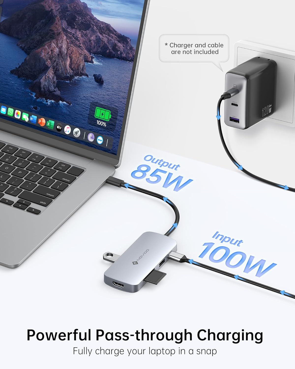 USB C Hub, 9 in 1 USB C Multiport Adapter with 4K@60Hz HDMI, 5 USB Ports, 100W PD, SD/TF USB C Adapter, USB C to HDMI Adapter, USB C Dock for MacBook Pro/Air, HP, DELL, Lenovo, ASUS Laptops NOVOO