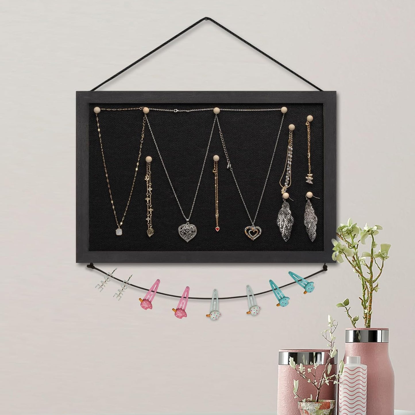 Miratino 2pcs Pin Board Bulletin Board, 16 "x11 Black Linen Cork Boards for Walls with Black Frame,Vision Board for Home Kitchen School Office Decor