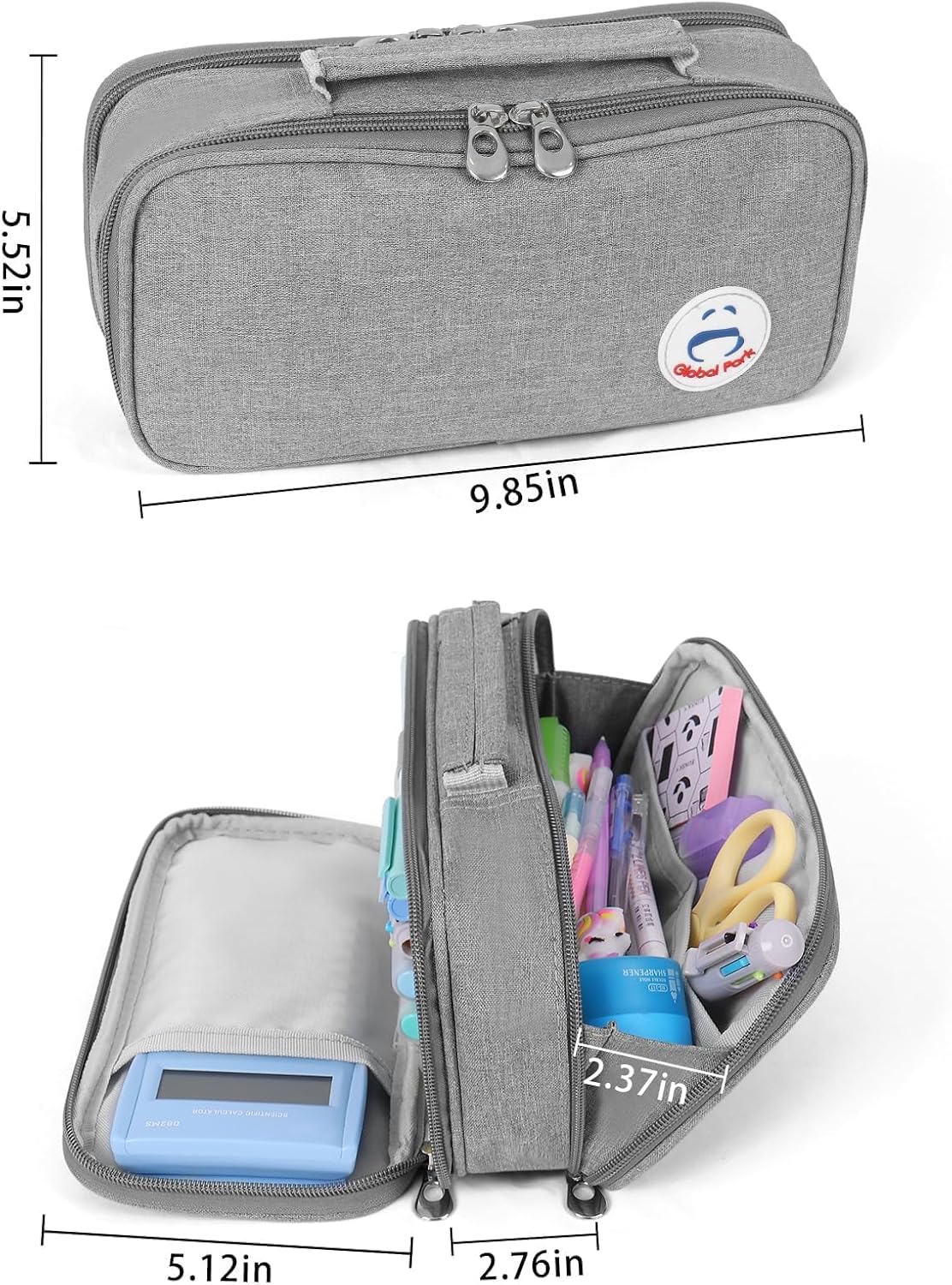 Pencil Case Pen Bag Holder Pouch Large Handle Big Capacity Desk Organizer Storage Marker Box Stationary Makeup Cosmetic Double Zippers for School Office Students Teen
