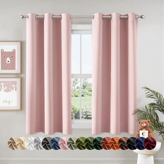 MIULEE Baby Pink Blackout Curtains - Bedroom Window Treatment Curtains Thermal Insulated Room Darkening Drapes for Living Room Kitchen Grommet Top Light Blocking Drapery, 40 x 54 Inches Long, 2 Panels