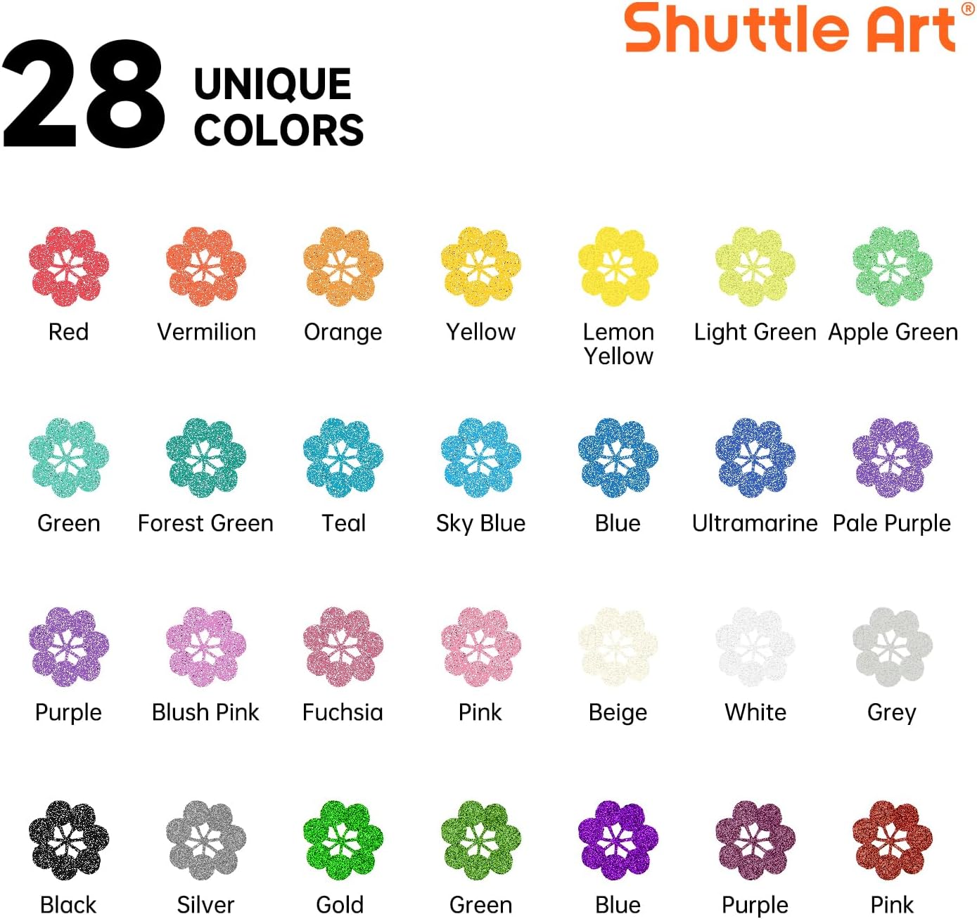 28 Metallic Colors Dual Tip Acrylic Paint Markers, Dot Tip and Fine Tip Acrylic Paint Pens for Rock Painting, Ceramic, Wood, Canvas, Plastic, Glass, Stone, Calligraphy, Card Making, DIY Crafts