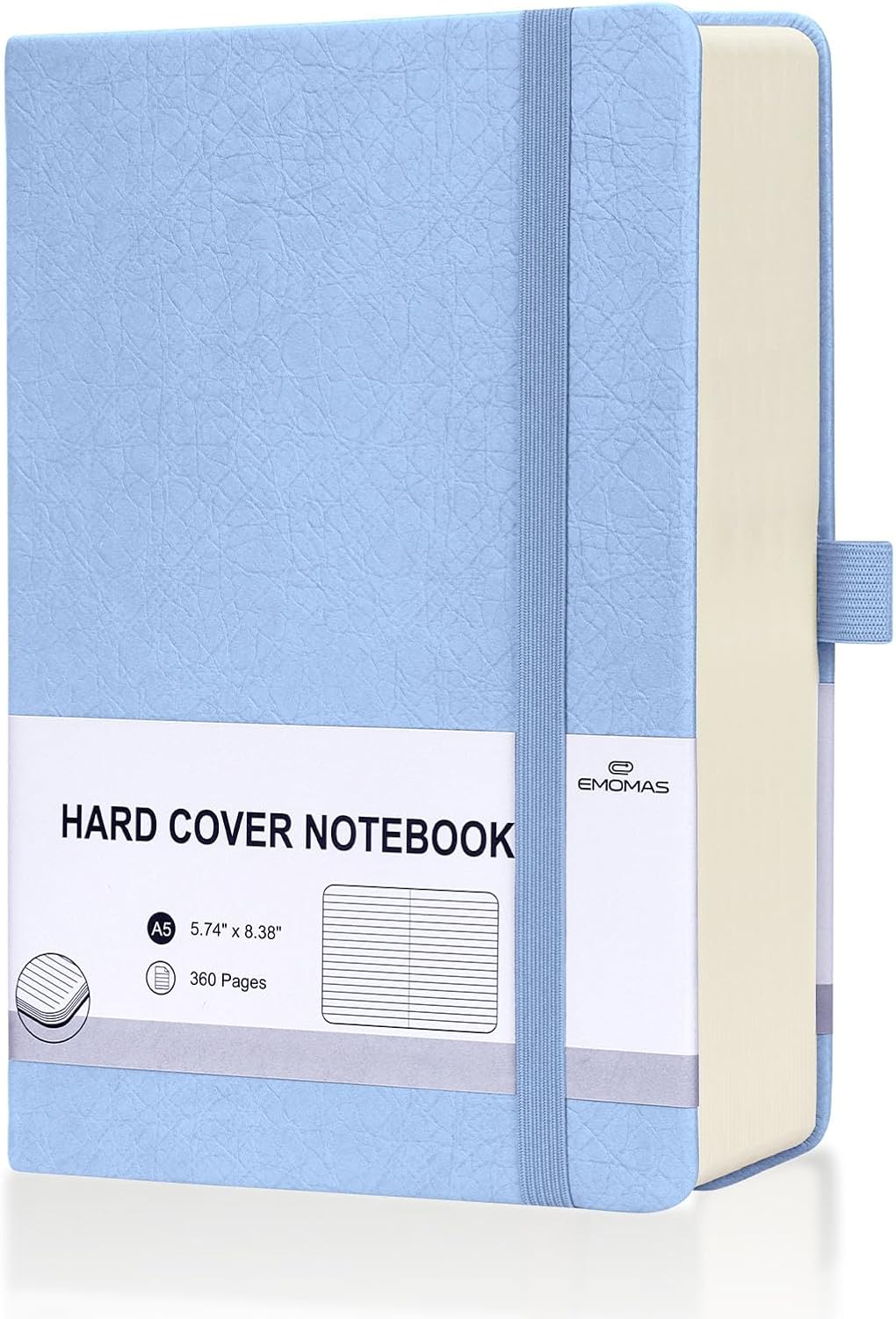 Lined Journal Notebook, 360 Numbered Pages(With page number), Thick Journal for Writing A5 College Ruled Notebook, 100gsm Lined Paper, Leather Hardcover, 5.75'' X 8.38''-1 Pack, Sky Blue