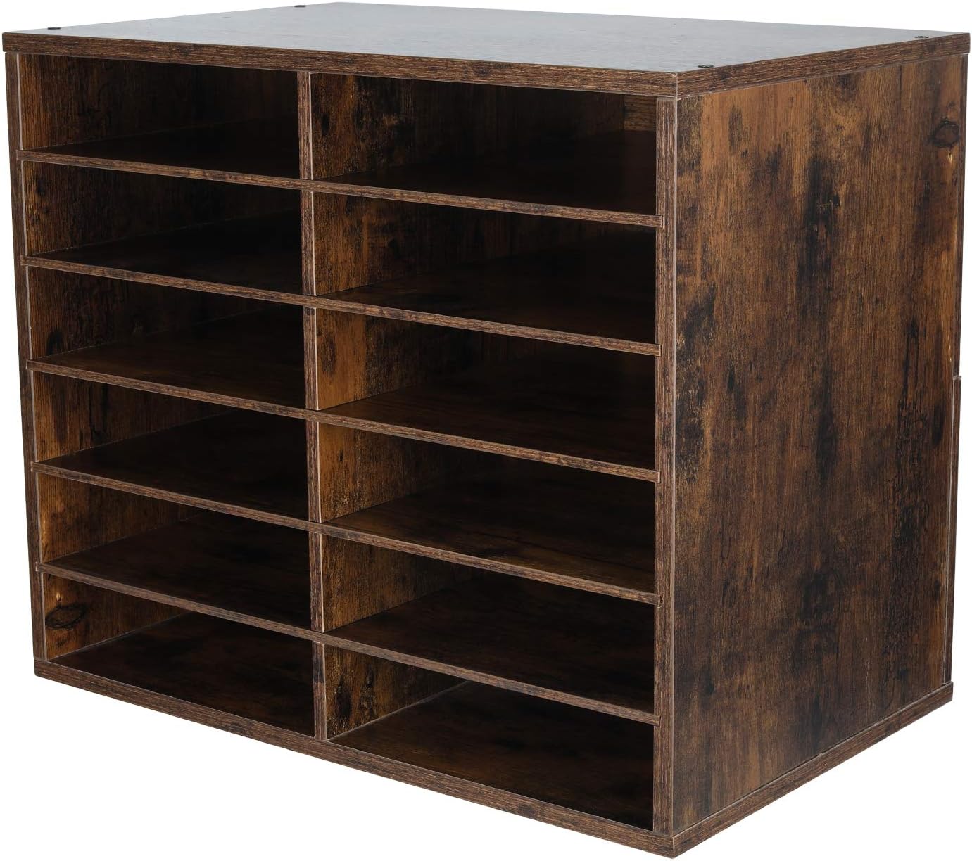 EasyPAG Mail Organizer Countertop, Wood Literature Organizer, Student Classroom Mailbox for School, Desktop Paper Sorter for Office Home, 12 Compartments, Archaize