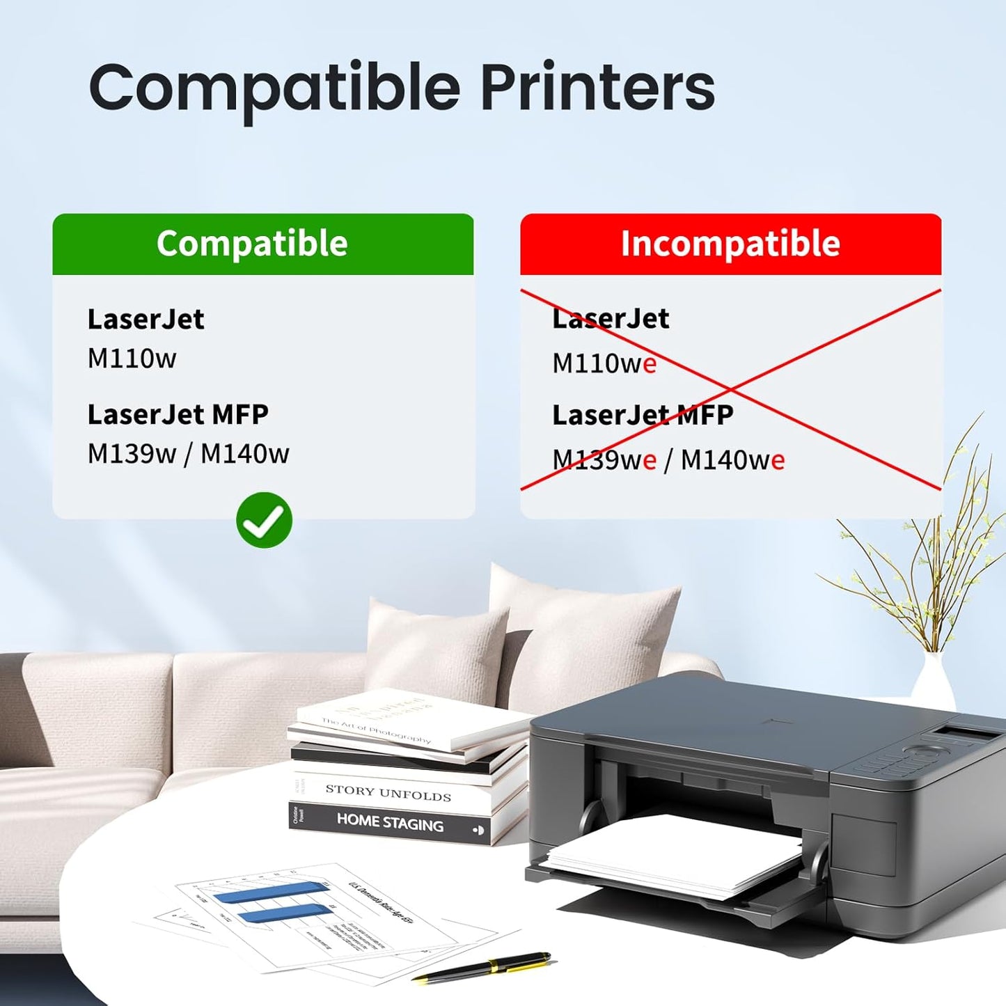 XJI 141X(with Chip) High Yield 2 Pack Compatible Toner Cartridges Replacement for HP 141 X A W1410X 141A W1410A Ink, for Laser Jet M110w MFP M139w M140w Printer Black