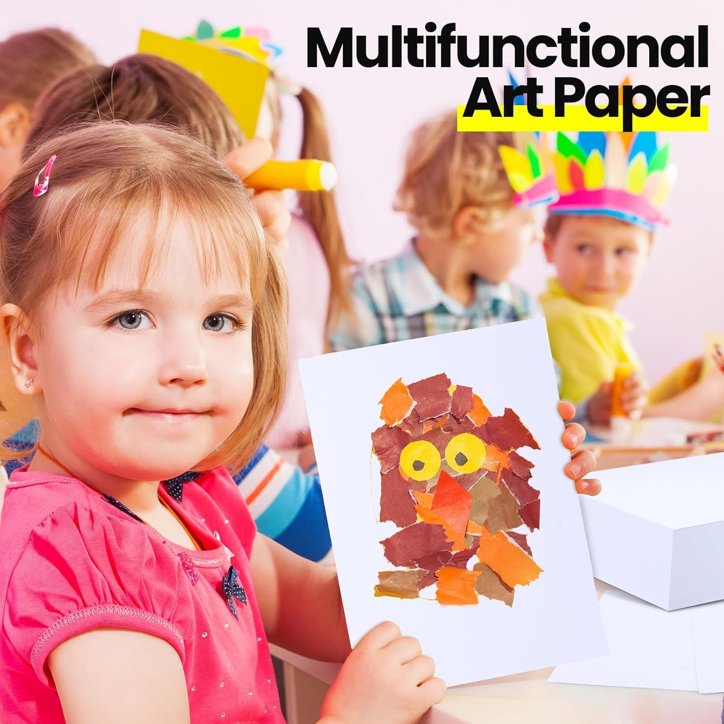 Harloon 500 Sheets Construction Paper Bulk Heavyweight A4 Size Thick Construction Paper Cardstock for DIY Craft Supplies (120 GSM,White)