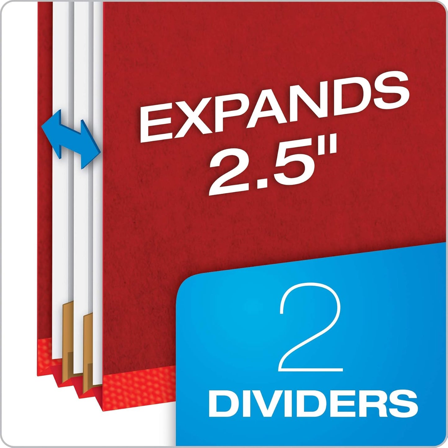 Pendaflex Classification Folders, Standard, 2 Dividers, Embedded Fasteners, 2/5 Cut Tab, Bright Red, Legal Size, 10/BX (29031P)