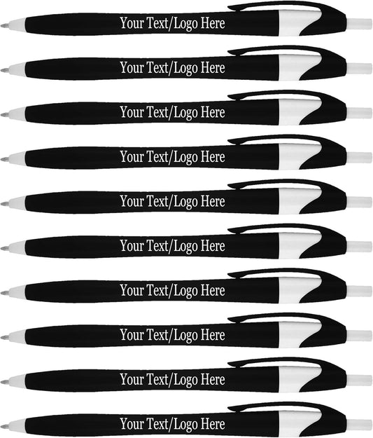 SyPen Personalized Pens With your Custom Logo or Text-500 Pack Bulk-for Businesses, Parties, and Events, Custom Printed Slim Ballpoint Click Pens, Black Barrel Color, Black Ink