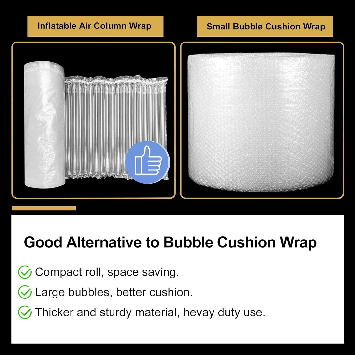 Large Bubble Cushioning Wrap for Packing 15.75inch*164feet Inflatable Air Pillows for Shipping & Moving Fragile Items Heavy Duty Wine Packaging Glass Bottle Packing Material with Pump, 55um