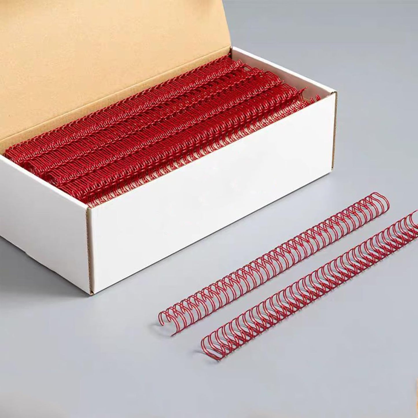 100 Pack Metal Twin Loop Binding Wire Coils, 34-Loop, 3/4" Cinch Book Binding Wire, 3:1 Pitch, YolieraArt Double Loop Bindings180 Sheet Capacity Fit for School Office Notebook Maker Red