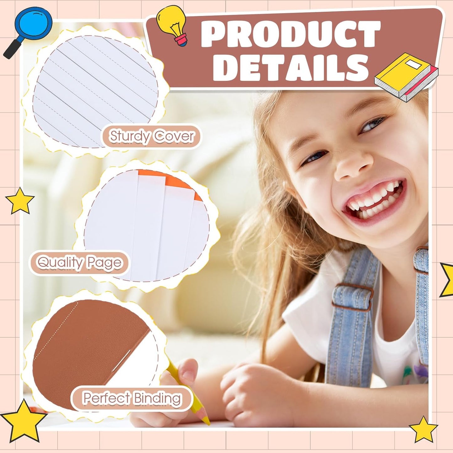 Henoyso 12 Pcs Primary Composition Notebook K-2 9 3/4 x 7 1/2 Inch Primary Journal, Back to School Supplies, Bulk Blank Writing Book for Kid to Write Draw Journal 60 Page Notebooks (Boho Color)