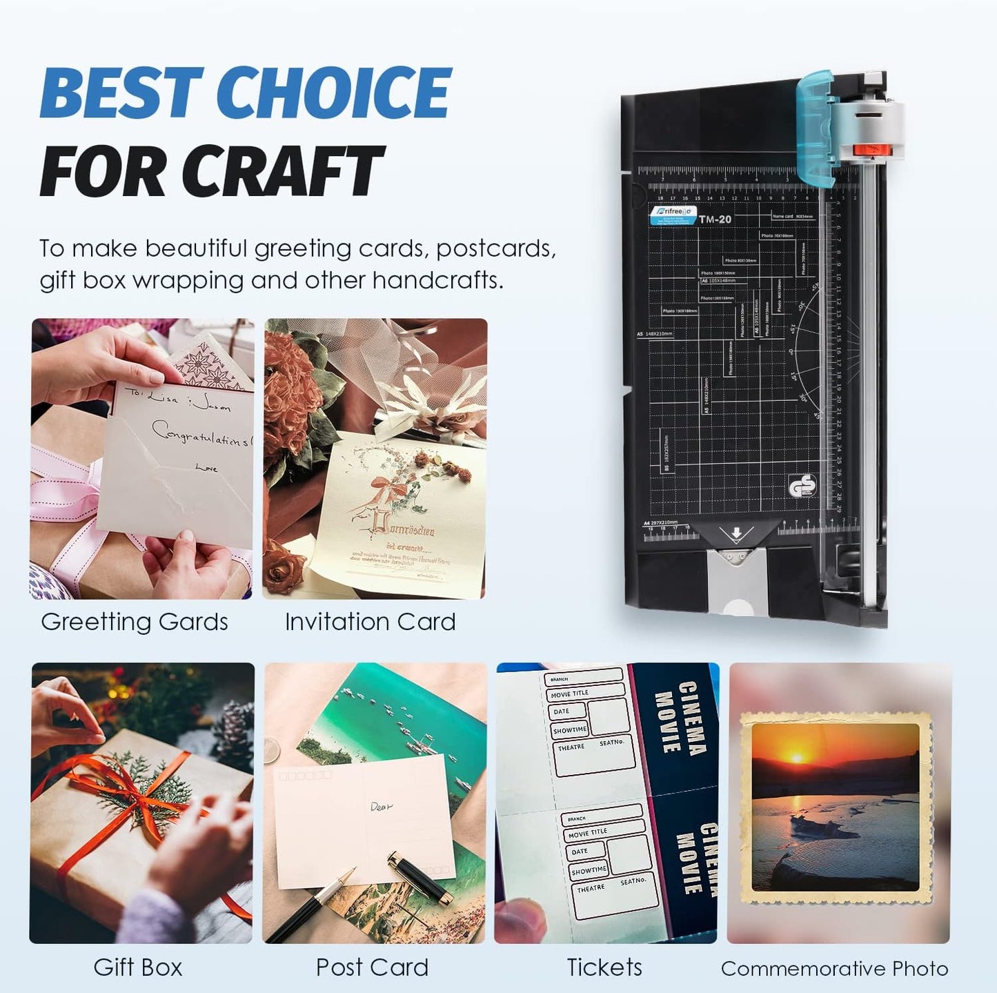 12 Inch Rotary Paper Cutter Heavy Duty, Paper Trimmer with 4 Different Blades for Straight/Wave/Dotted/Creasing Line, Suitable for Cutting Paper Coupons Photos Postcards Scrapbook