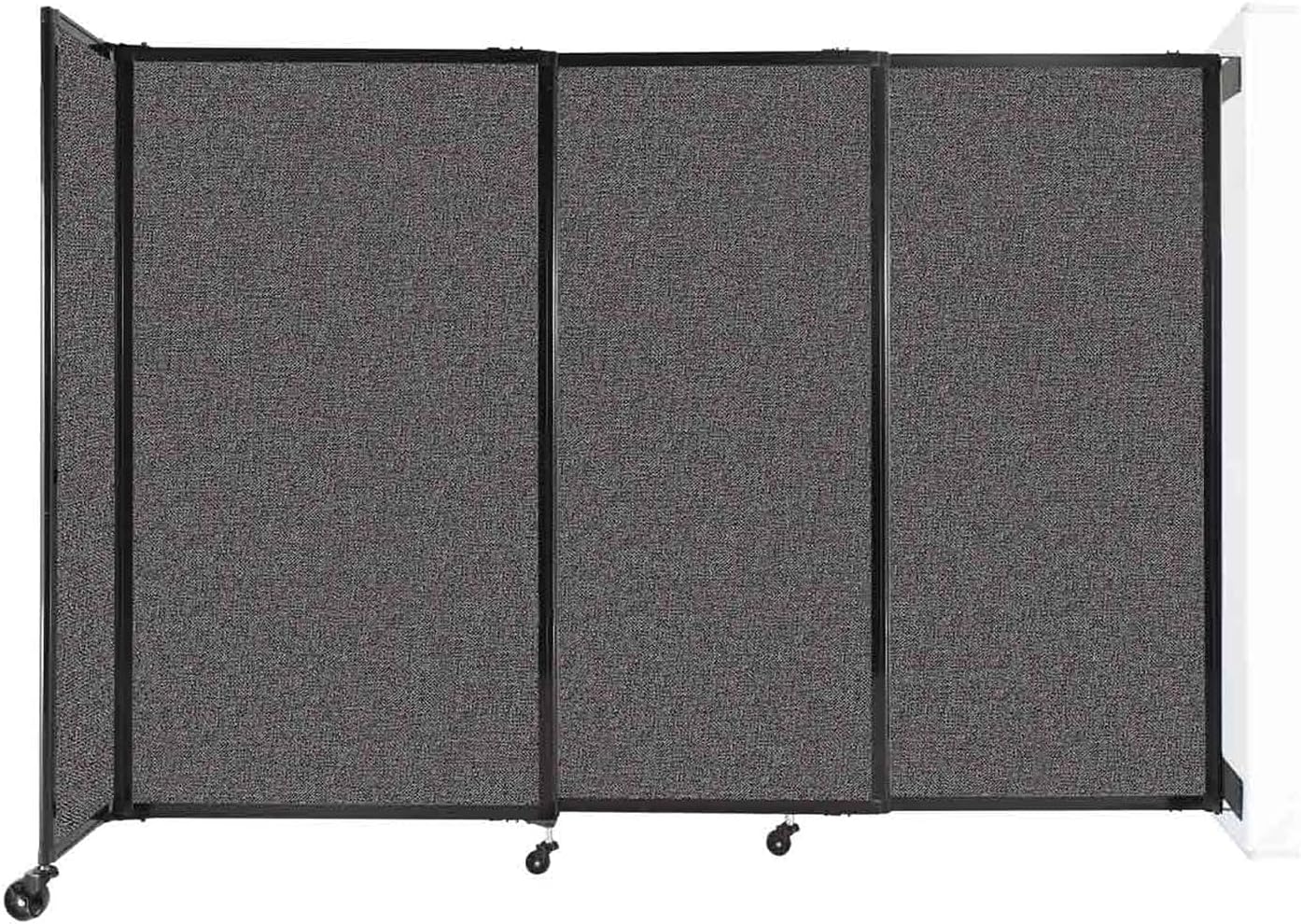 Wall-Mounted Sliding StraightWall Room Divider | Adjustable Widths | Locking Wheels | Room Separator | Up to 7'2" Wide x 5' Tall Charcoal Gray Fabric Panels