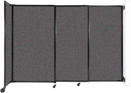 Wall-Mounted Sliding StraightWall Room Divider | Adjustable Widths | Locking Wheels | Room Separator | Up to 7'2" Wide x 5' Tall Charcoal Gray Fabric Panels