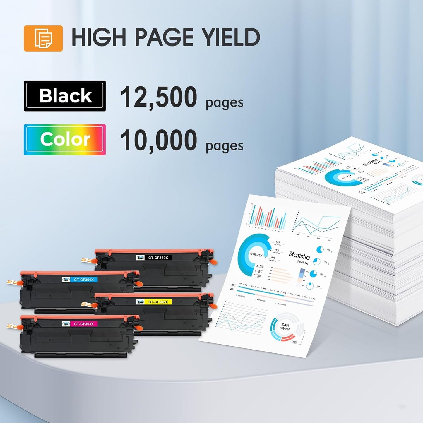 508X 508A Toner Cartridge Set 4-Pack High Yield Replacement for HP 508A 508X M553 Toner Laserjet Enterprise M553 M552 553 MFP M577 CF360X CF361X CF362X CF363X (New Version, Black Cyan Magenta Yellow)