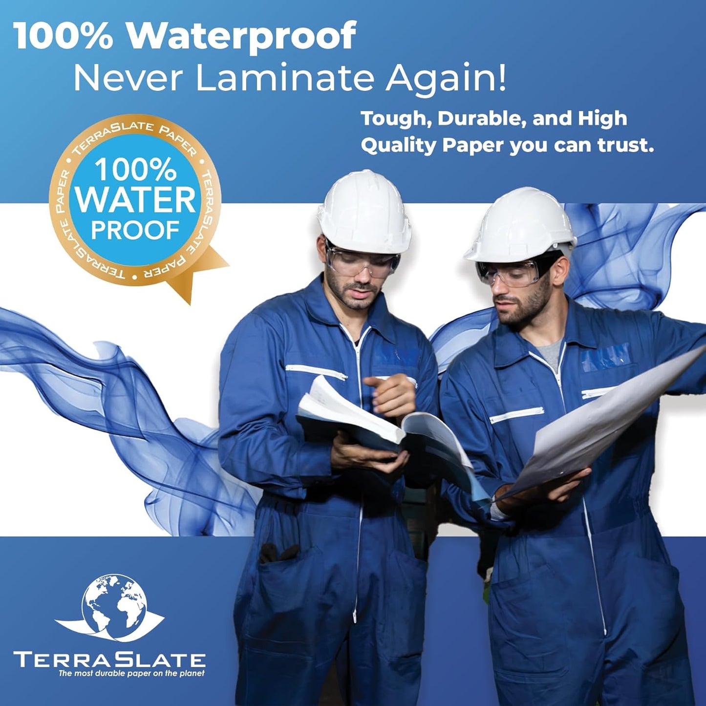 TerraSlate Waterproof Paper, 5 MIL 8.5” x 11”, Laser Printer & Copy Machine Compatible, Durable & Rain/Weather-Proof Copy Paper, White Paper (50 Sheets)