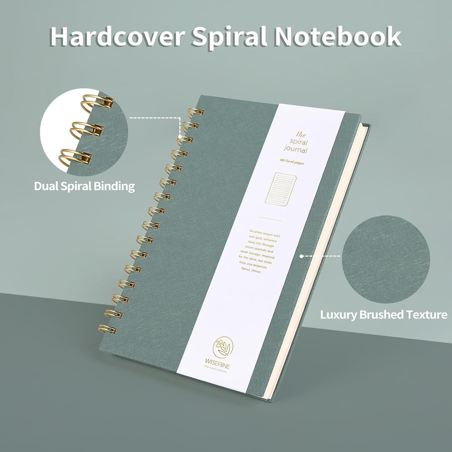 Spiral Journal Notebook with 160 Lined Pages – Hardcover Writing Journal with Gold Twin-Wire Binding, A5 College Ruled Notebooks for Work, School, Travel, Diary, Gift for Women & Men Blue