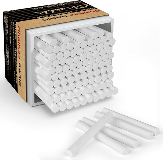 Dustless White Chalk 100PCS, Non-Toxic Classroom Chalks for Teachers & Students, School Chalkboard Supplies