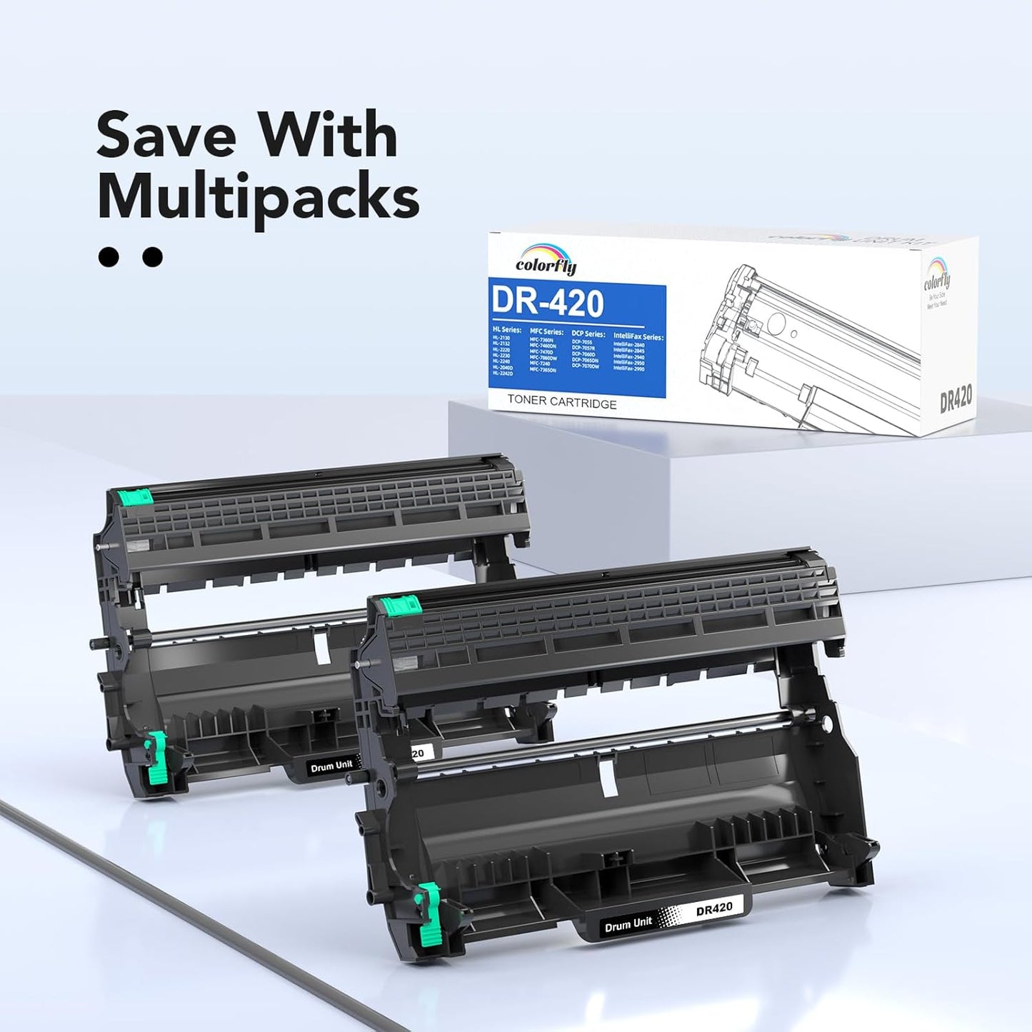 DR420 Drum Unit High Yield Replacement for Brother Printer - 2 Packs, Compatible with HL-2240 HL-2270DW HL-2280DW HL-2230 MFC-7360N MFC-7860DW DCP-7065DN Printer (2 Pack, NOT Toner)