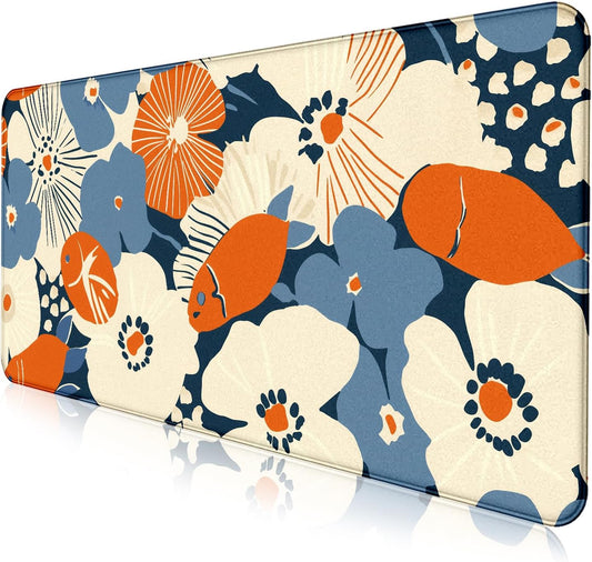 Cute Anime Flower Mouse Pad, Women's Office Desk Accessory Decoration, Expanded Mouse Pad 35.4 x 15.7 x 0.12 Inch Sewn Edge Non Slip Rubber Base