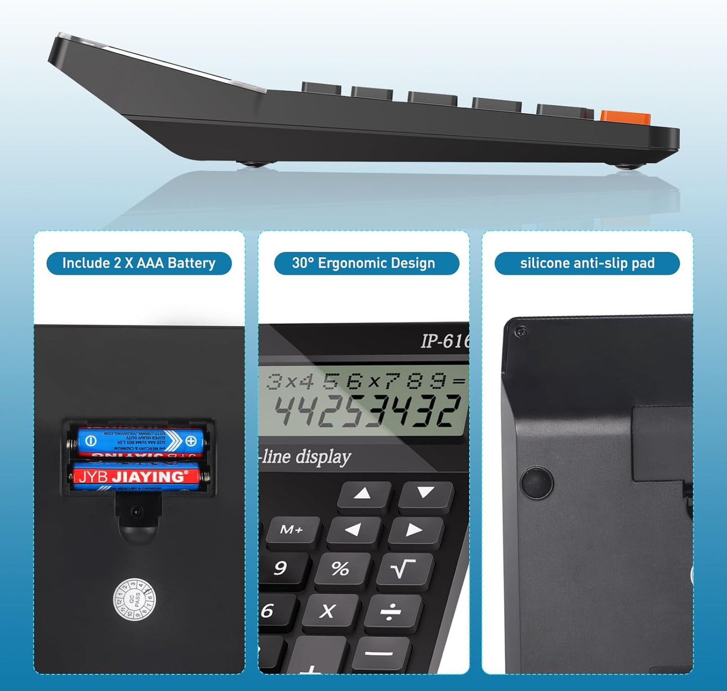 Calculators Desktop, Desk Calculator with Large 2 Line Display, Talking Basic Calculator with Big Button & Adjustable Volume, 4 Function Calculators for Business, Students, Office Supplies(Black)