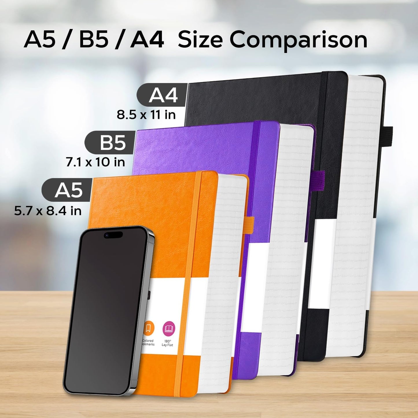 A4 Hardcover Notebook, Large 8.5 x 11 Notebook Journals for Writing Note Taking Women & Men, 320 Pages Hardcover Work Notebook Journal Notepad Writing Pads, Orange