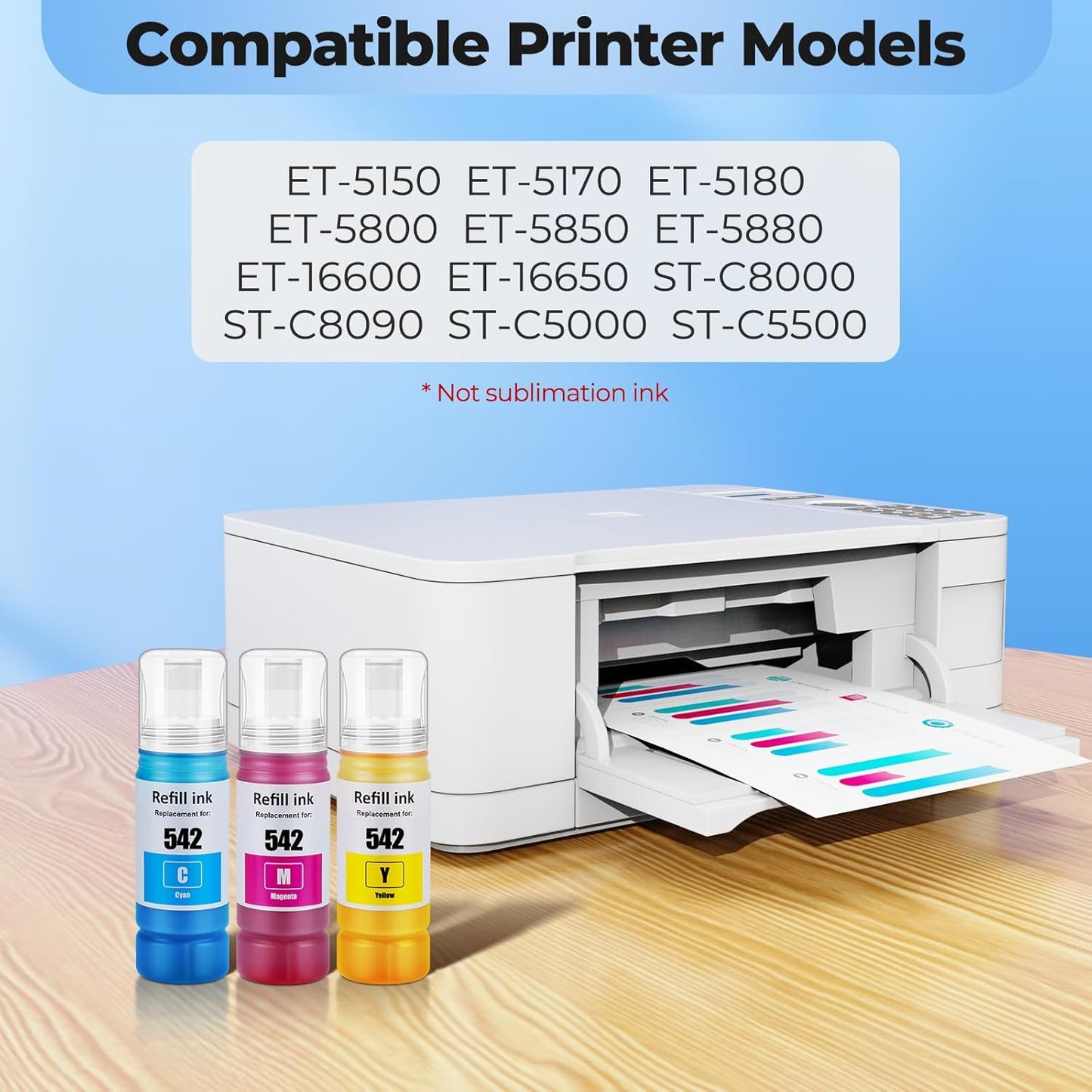 542 Color Ink Refill Bottles ET-5850 ET-5150 ET-5170 for ET-5800 ET-16600 ET-5180 ET-5880 ET5150 Printer