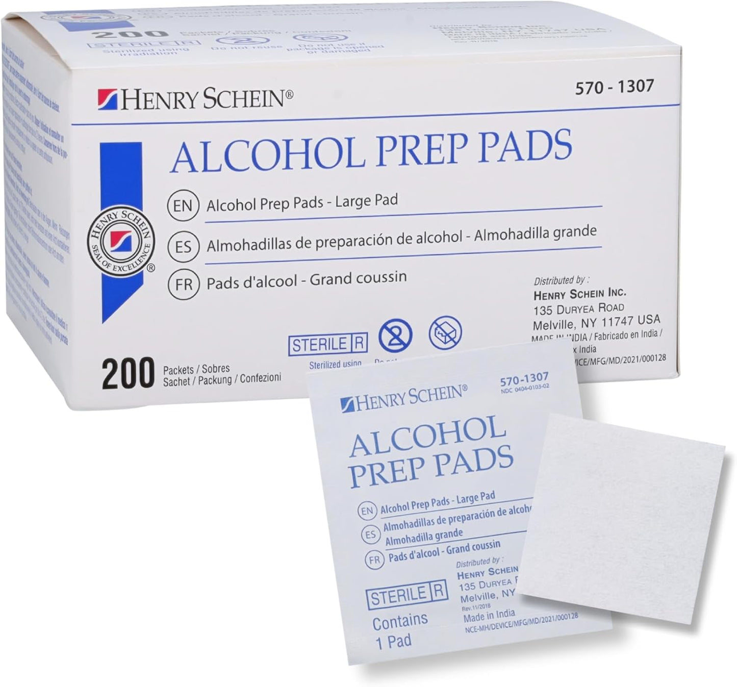 Large Alcohol Prep Pads (200/Box) - 70% Isopropyl Alcohol Wipes, Individually Wrapped - 2 ply, Textured - Skin Prep Alcohols Swabs - Sterile Pads