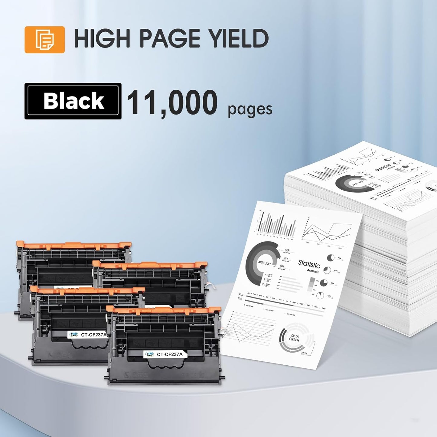 CF237A 37A Black Toner Cartridge 4-Pack Compatible for HP 37A Black Toner Cartridge CF237A 37X CF237X for Enterprise M607n M607dn M608n M608dn M607 M608 M609 MFP M631 M632 M633 Series Printer