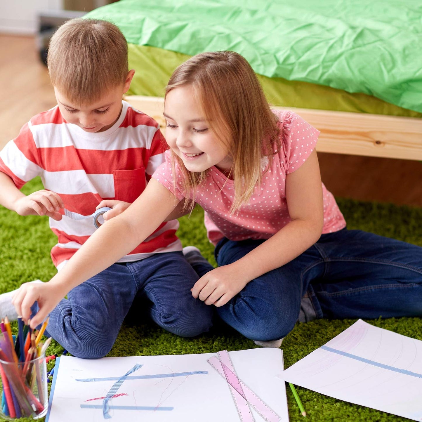 EBOOT 2 Pack Plastic Ruler Straight Ruler Plastic Measuring Tool for Student School Office (Pink, 12 Inch)