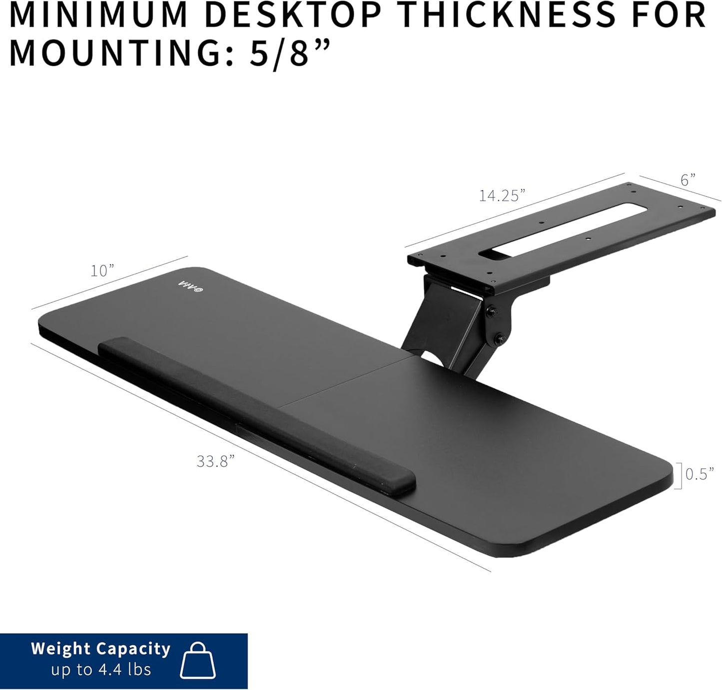 VIVO Adjustable Computer Keyboard and Mouse Platform Tray, 34 x 10 inch Ergonomic Under Table Desk Mount Drawer Underdesk Shelf, Black, MOUNT-KB36B