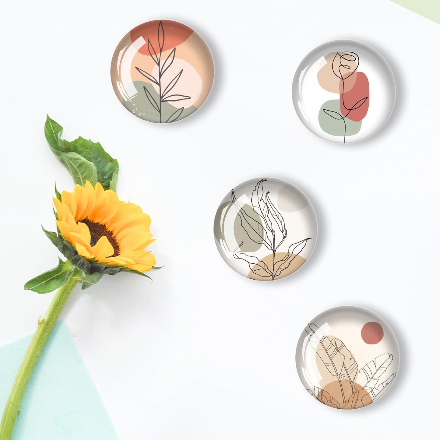 Art Line Flower Refrigerator Magnets 12Pcs Glass Strong Magnetic Refrigerator Magnet Fridge Sticker,Crystal Fridge Magnets Decoration for Crafts,Strong Fridge Magnets for Kitchen, School