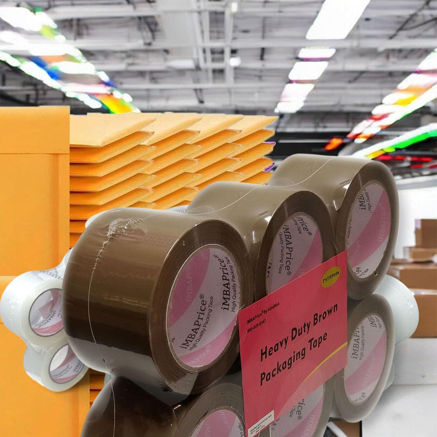 iMBAPrice 3-Inches Brown/Tan Color Shipping Packaging Tape 6 Roll of 110 Yard (6 x 330 Feet) Long 3" Packing Tape for Sealing Boxes, Packaging Parcels, Moving and Storage