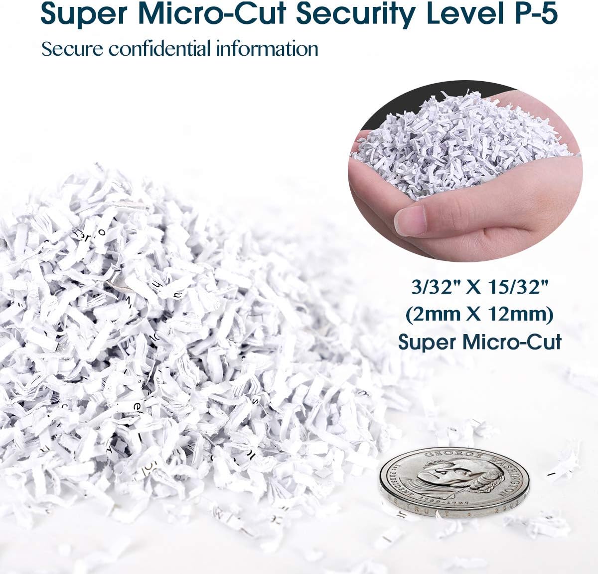 WOLVERINE 10-Sheet Super Micro Cut High Security Level P-5 Heavy Duty Paper/CD/Card Ultra Quiet Shredder for Home Office by 60 Mins Running Time and 6 Gallons Pullout Waste Bin SD9112(White ETL)