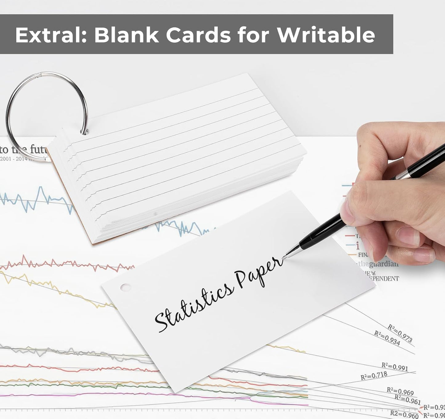 Ruled Lined Index Note Cards,300PCS Flash Cards,125 x 85mm Index Cards,Punched and Perfed Study Cards,White Record Cards for Student Essentials Learning Office Notecards Taking to do List Memo