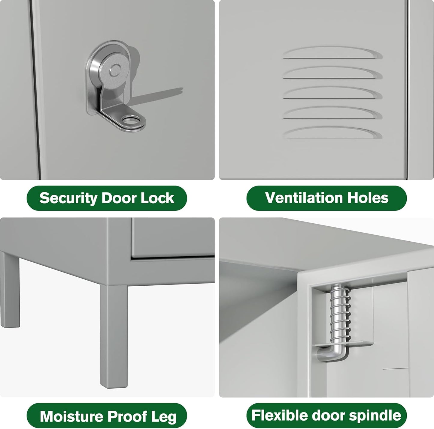 Metal Lockers for Employees with Lock,Metal Storage Locker with 18 Doors for School Garage Office Gym Bedroom,Assembly Required,18 Door Light Grey