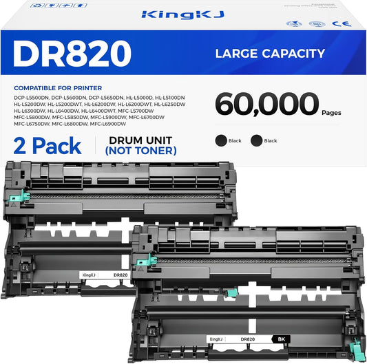 DR820 Drum Unit (Not Toner) Replacement for Brother DR-820 Imaging Drum Compatible for HL-L6200DW L6200DWT L5200DW L5100DN L5000D L6400DW MFC-L5800DW L5700DW L6700DW L6800DW DCP-L5600DN Printer 2-Pack