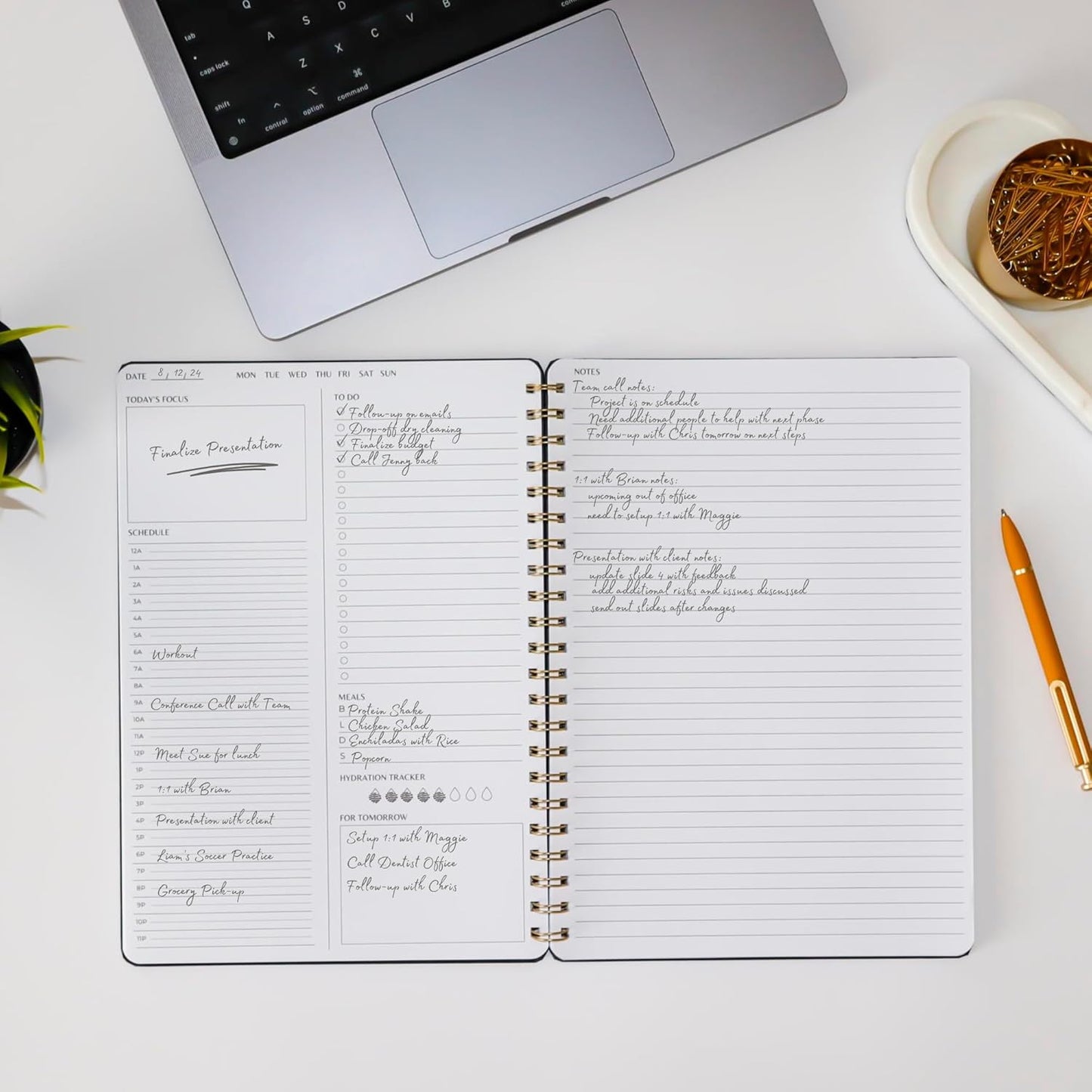 Undated Daily Planner | 8.25” x 11.75” To Do List Notebook | Work Productivity ADHD Organizer | Men and Women Planner | College Supplies | Pink | Portrait Layout