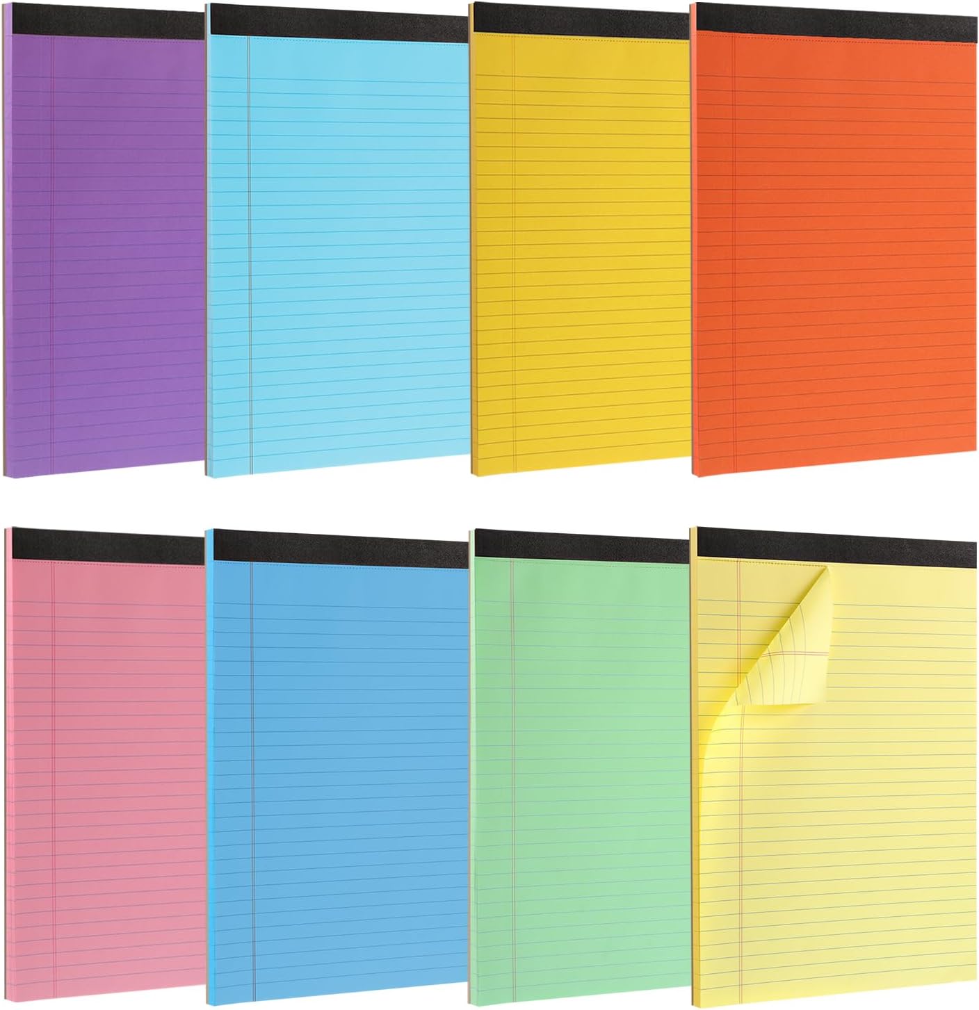 8 Packs Small Note Pads 5x8, Color Legal Pad 5x8 College Ruled Small Legal Pad Perforated Lined Writing Pads for Home, Study, Office, To-Do Lists, 50 Sheet/notepad, Multicolor