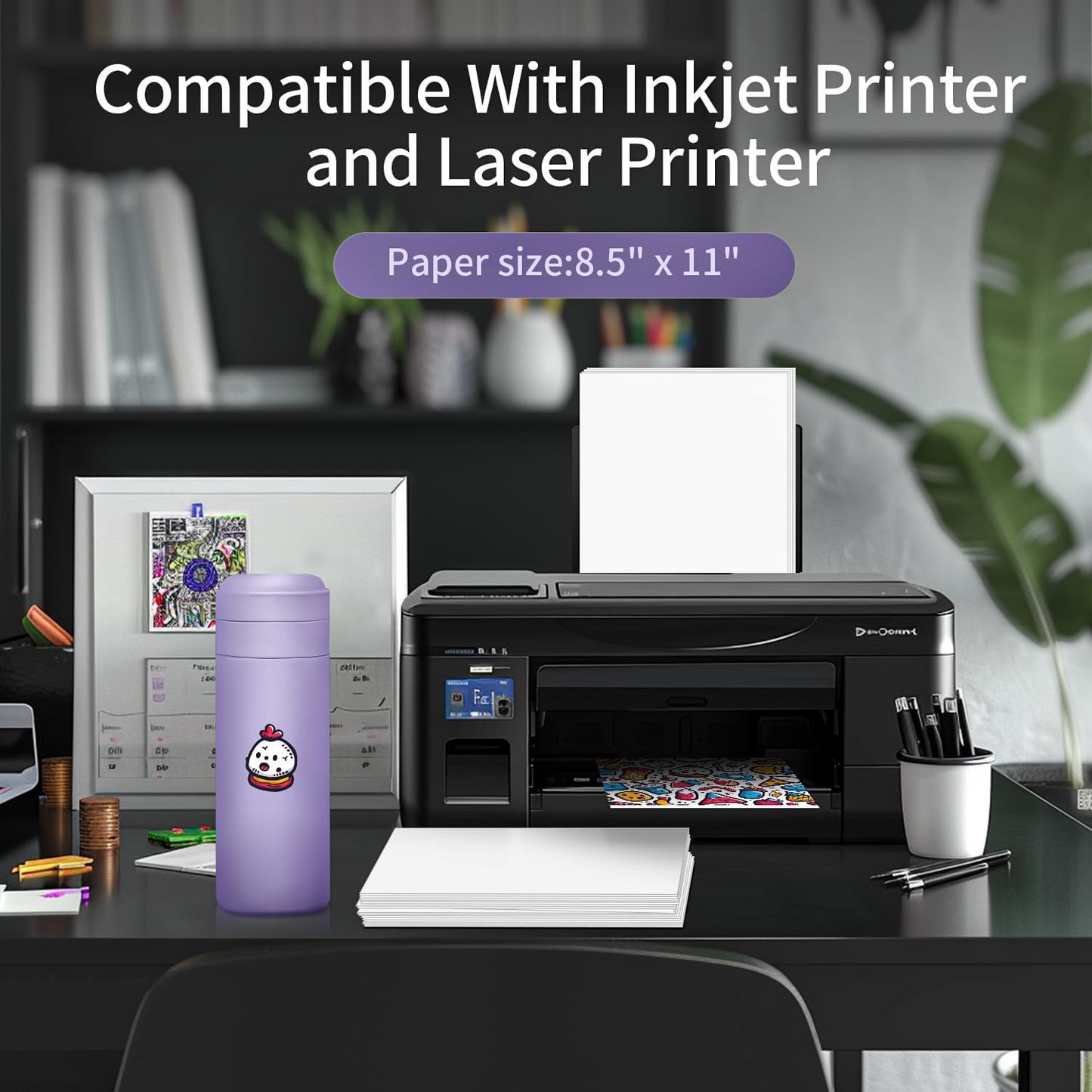 Vinyl Sticker Paper Bright Glossy 8.5"×11" 25 Sheets for Laser Printer