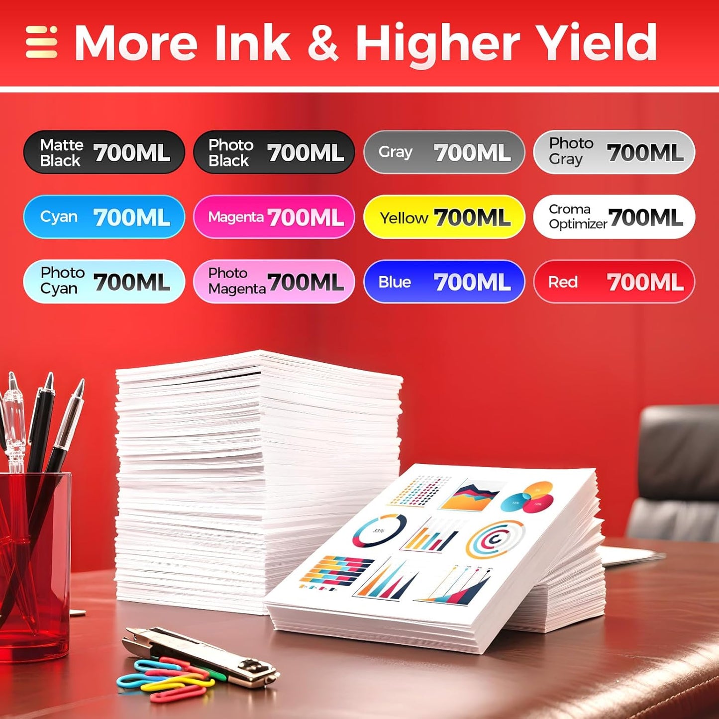 PFI-1700 Pigment Ink Tank Set 12-Pack 700ml High Capacity Replacement for Canon PFI-1700 PFI1700 Ink Cartridges Compatible for Canon imagePROGRAF Pro-2000 Pro-4000 Pro-4000s Pro-6000 Pro-6000s Printer