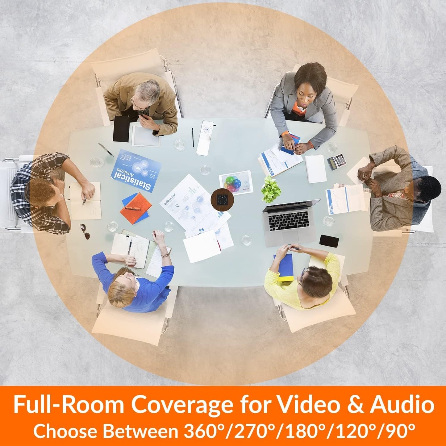 Innex Cube 4K 360 Degree Video Conference Camera with Multiple AI Modes, Dual Omnidirectional Mics, Remote, Plug and Play Conference Room Webcam for Zoom, Microsoft Teams, Open Space, Meeting Room